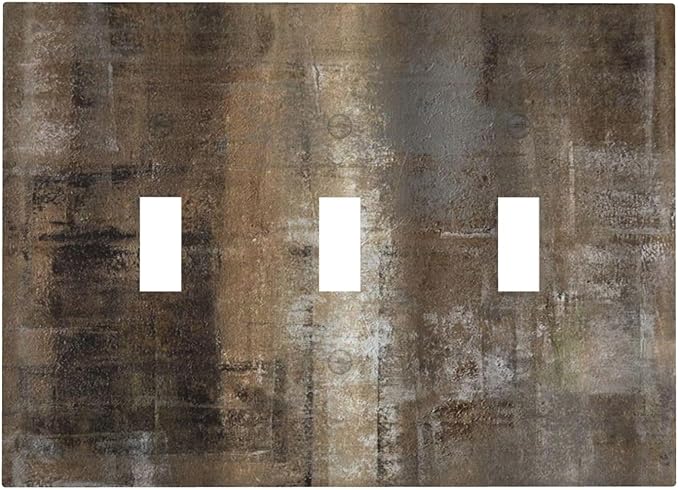 Light Switch Cover Plate Tan Brown Rustic Abstract Wood Vintage Wooden 3 Gang Triple Toggle Decorative Switch Plates Wall Plates Electrical Switchplate Faceplate for Farmhouse Home Decor