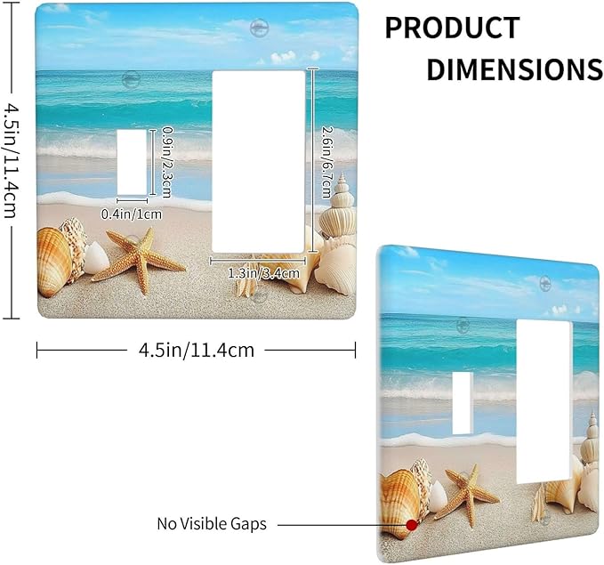Outlet Covers Seashells Beach Starfish Scallop 1 Toggle 1 Rocker Combination Decorative Wall Plate Electrical Switch Plates Light Switch Cover Plate For Bathroom Home Decor