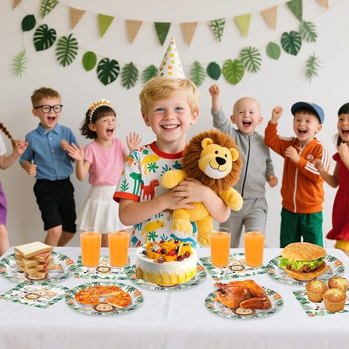 40 Pcs Jungle Animals Party Decorations - Safari Animal Plates and Napkins, Wild Animals Paper Plates Napkins Disposable Tableware Set for Baby Shower Zoo Birthday Party Supplies Favors, Serves 20
