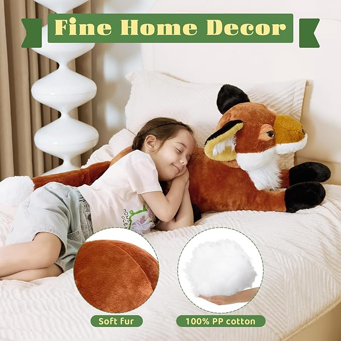 BENINY Giant Fox Stuffed Animal 30", Large Stuffed Foxes Plush Toy, Fluffy Toy Birthday Gifts Throw Pillow for Kids - Sweet Companion