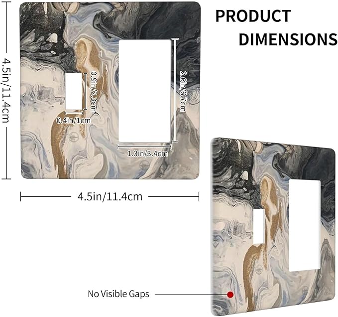 Outlet Covers Black Gold Swirl Fluid Painting Marble 1 Toggle 1 Rocker Combination Decorative Wall Plate Electrical Switch Plates Light Switch Cover Plate For Bathroom Kitchen Decor