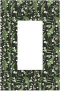 Boho Floral Green Leaves White Flowers Decorative Outlet Covers 1 Gang Single Rocker Light Switch Cover Plate Wall Plates GFCI Faceplate for Farmhouse Bed Room Decor