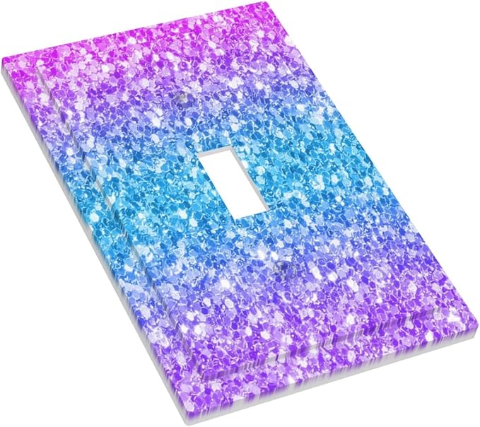 Light Switch Cover Plate Fantasy Colorful Glitter Blue Purple Gradient 1 Gang Wall Plate Cover Single Toggle Outlet Covers Decorative Switch Plate Covers Electrical Faceplate for Kids Room Home