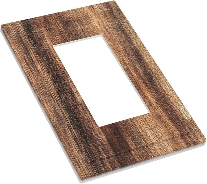 Decorative Outlet Covers Vintage Rustic Brown Wood Grain 1 Gang Single Rocker Light Switch Cover Plate Wall Plates GFCI Faceplate for Bedroom Farmhouse Decor