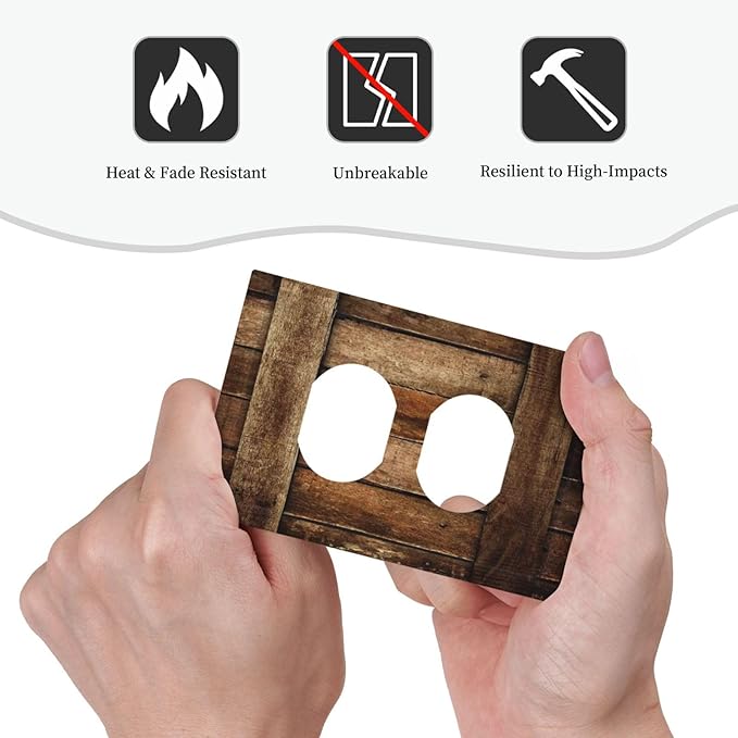 Brown Wooden Barn Door Old Wood Print Outlet Covers 1 Gang Duplex Light Switch Cover Decorative Switch Plates Electrical Receptacle Faceplate Wall Plate for Farmhouse Home Decor