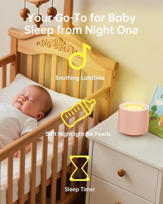 Dimmable Nursery Night Light: Red Light Therapy Sleep Sound Machine with 38 Soothing Sounds & Calming Womb Soother Memory Function, White Noise Sound Machine with Timer for Baby Adult Gift (Peach)