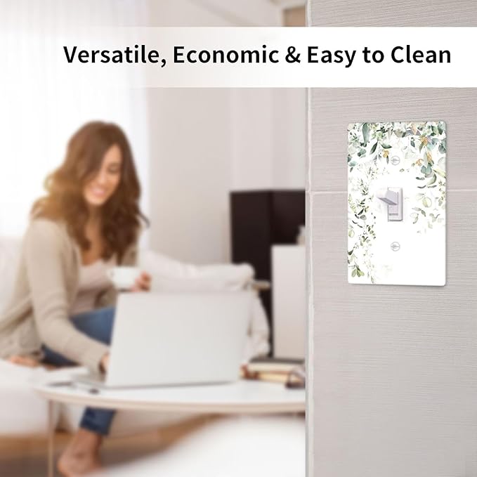 Green Leaves Watercolor Light Switch Cover Plates Decorative Single Toggle Wall Plate, 1 Gang Lightswitch Cover