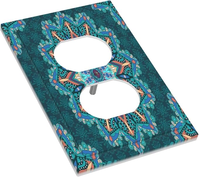 Outlet Covers Boho Hippie Colorful Mandala 1 Gang Duplex Light Switch Cover Plate Decorative Wall Plates Electrical Switchplate Receptacle Cover for Bathroom Home Decor