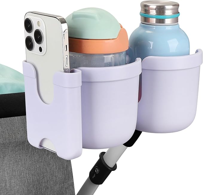 Accmor Stroller Cup Holder with Phone Holder, Bike Cup Holder, Universal Cup Holder for Uppababy Nuna Doona Strollers, 2-in-1 Cup Phone Holder for Stroller Bike Accessory