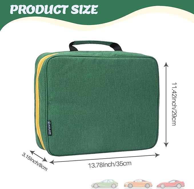 KISLANE Car Storage Case Organizer for 48 Vehicles – Portable 1:64 Scale Die-Cast Collection Carrying Case with Elastic Slots, Travel Storage Bag for Collectors, Blue