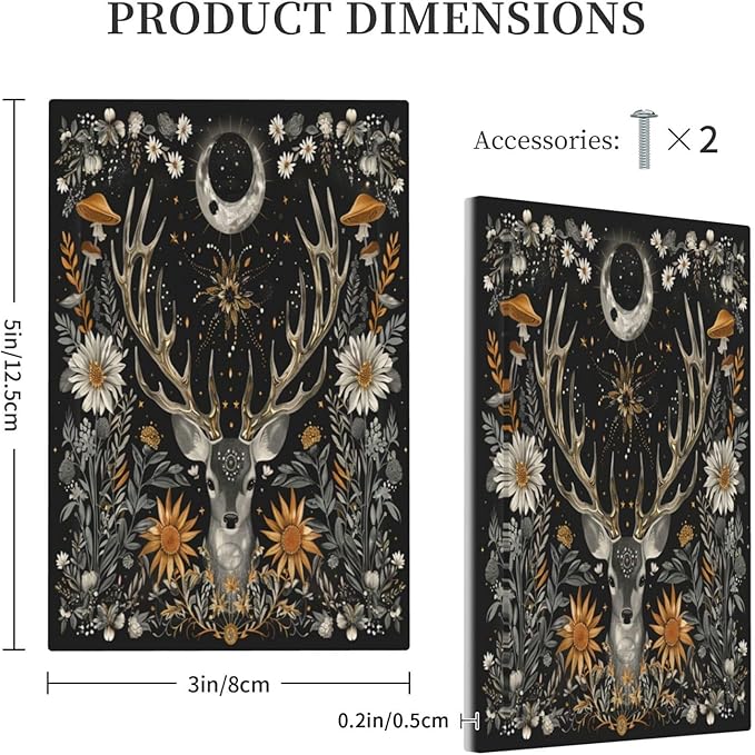 Light Switch Cover Vintage Deer Flowers Moon Natural Plants Floral Decorative Switch Plates 1 Gang Blank No Device Outlet Covers Electrical Wall Plates for Bathroom Bedroom Decor