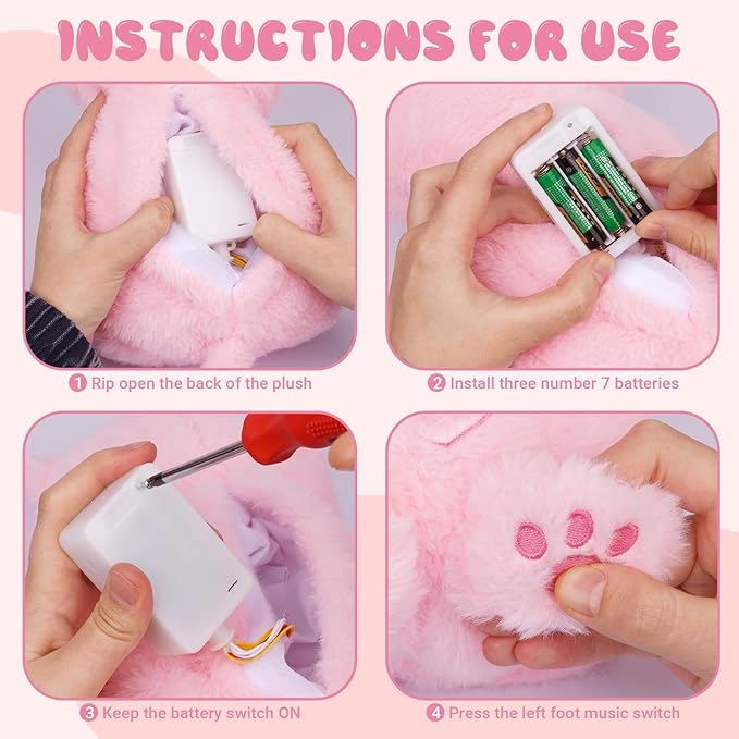 Breathing Stuffed Animal, Pink Cat Plush Baby Toy, Soothing Sound Machine with Music Lights & Breathing Motion for Kids Boys Girls