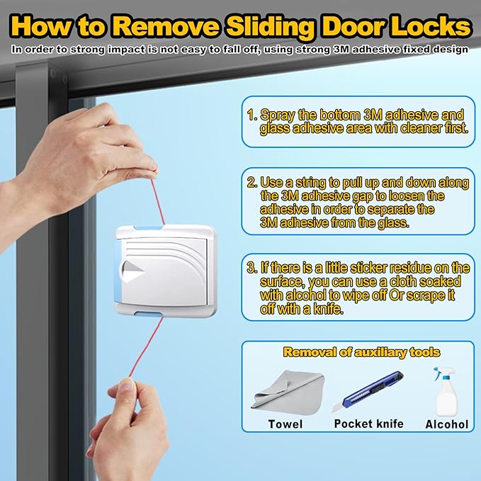 STERGDE Sliding Door Lock 6 Pack, Prevent children from opening sliding doors, sliding door baby proof, Easy To Install, For Sliding Glass Doors, Sliding Windows, Sliding Closets, Etc（Blue）