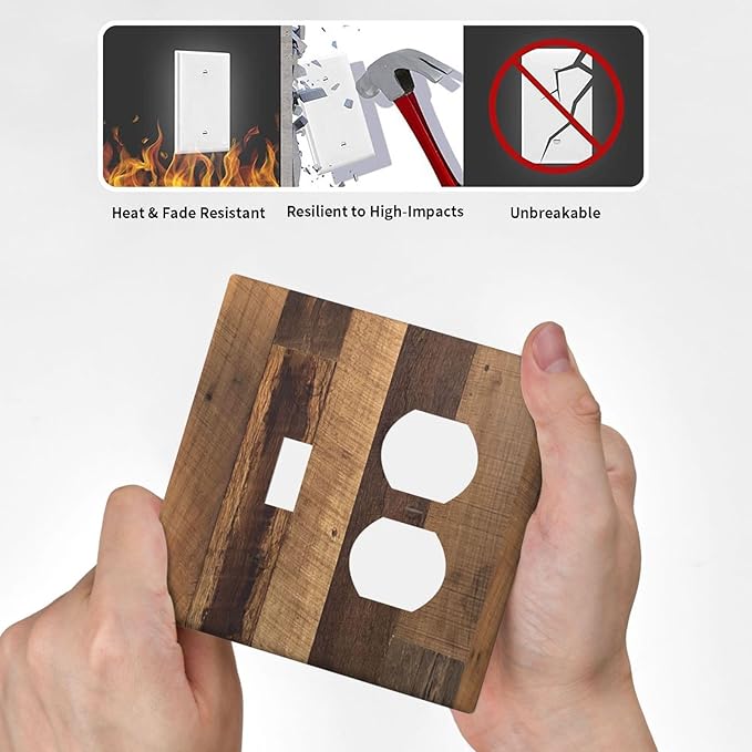 Wallplates Natural Wood Brown Wooden Planks 1 Toggle 1 Duplex Switch Plate Electrical Gfci Faceplate Decorative Light Switch Covers For Farmhouse Cabin Decor