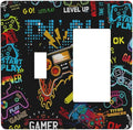 Gamer Video Game Themed Cool Controller Print Outlet Covers 1 Toggle 1 Rocker Combination Decorative Wall Plate Electrical Switch Plates Light Switch Cover Plate for Kids Room Office Decor