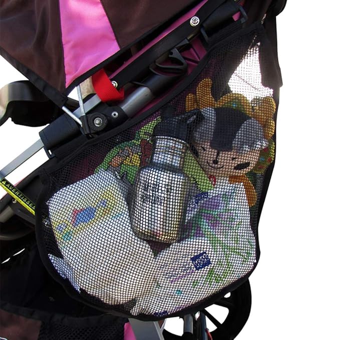 Evelots 2 Pack Bike/Stroller Storage Bag - Side Sling, Hook & Loop Easy Attach - Mesh Design, Non-Slip Straps, Additional Storage for Strollers & Bicycles, Durable Polyester, Black