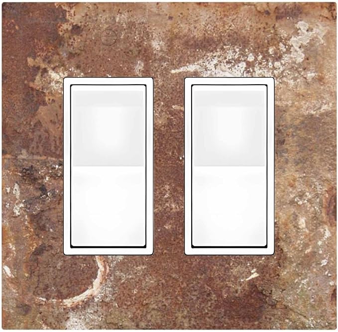 Decorative Outlet Covers Shabby Old Aged Rusty Antique Brass Metal 2 Gang Double Gfci Rocker Electrical Wall Panels Light Switch Cover Plate For Farmhouse Cabin Decor