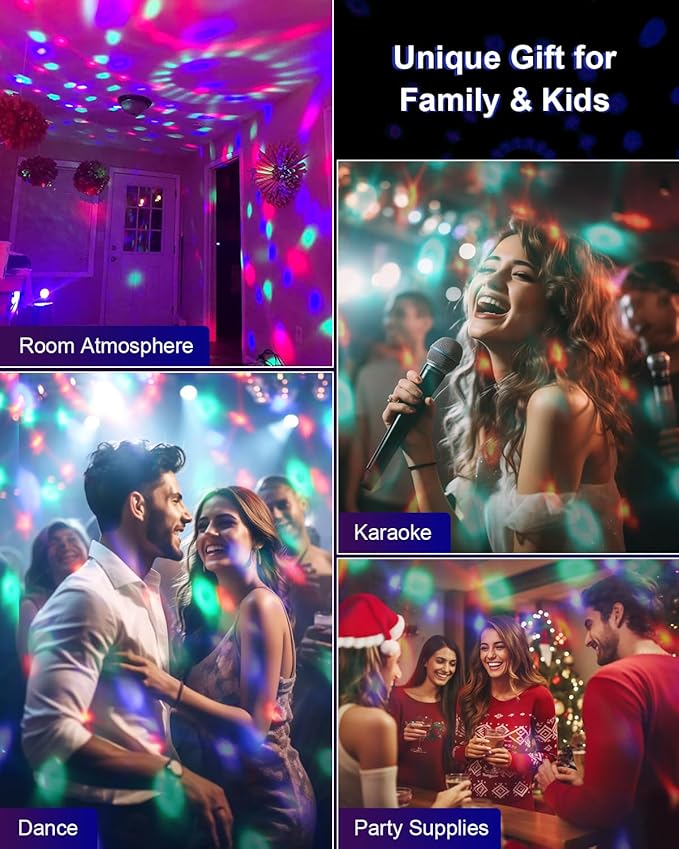 Luditek Sound Activated Party Lights with Remote DJ Lighting, Disco Ball Strobe Stage Light for Home Room Dance Parties Birthday Karaoke Stocking Stuffers New Years Eve Halloween Christmas Decorations