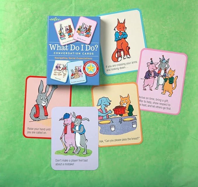 eeBoo: What Do I Do - 48 Conversation Flashcards, Develops Empathy Through Friendly Illustrations of Social Situations, Develop Social and Emotional Intelligence, for Ages 3 and up