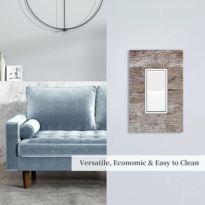 Outlet Covers Rustic Dark Grey Wood Plank Vintage Texture 1 Gang Single Rocker Light Switch Cover Plate Decorative GFCI Wallplates Socket Cover Electrical Switch Plate Covers for Farmhouse Home