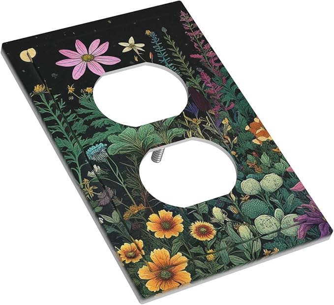 Decorative Outlet Covers Brainstorming Sketches of Weeds Wildflowers Plants 1 Gang Duplex Light Switch Cover Plate Wall Plates Electrical Outlets Electrical Switchplate Face Plate
