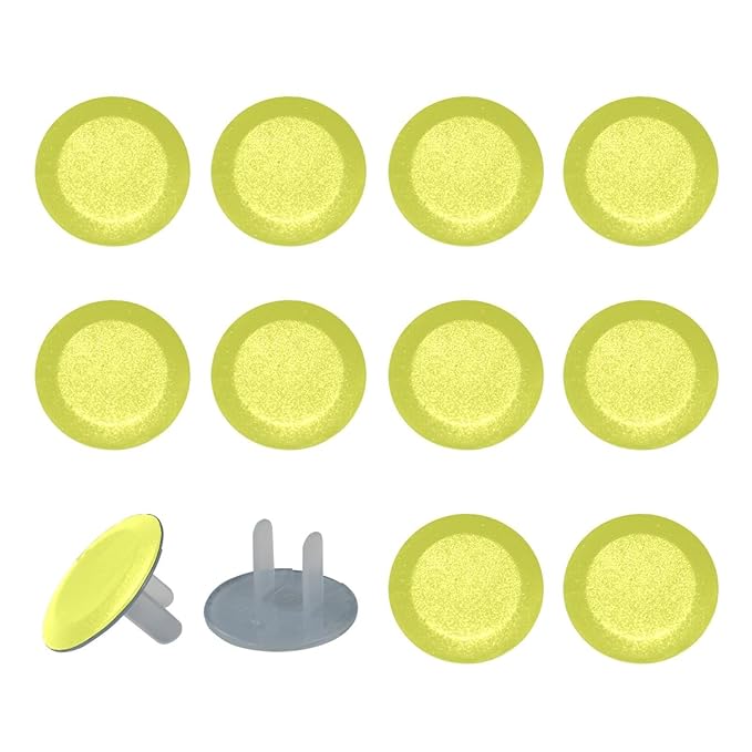 Pure Luminous Yellow Color Outlet Plug Covers - 12/24 Pack Safety Electrical Plug Protectors