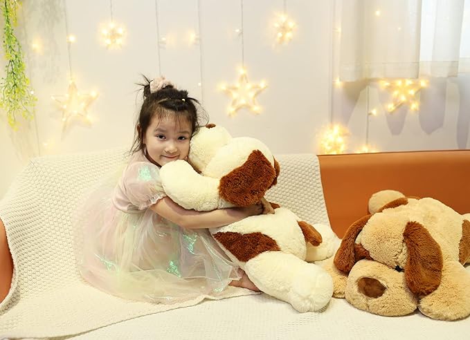 YESGIRL 26.8 inch Large Dog Weighted Stuffed Animals, 5 lb Weighted Plush Animal, Cute Plush Toy Pillow, Gifts for Adults, Kids, Boys and Girls(White)