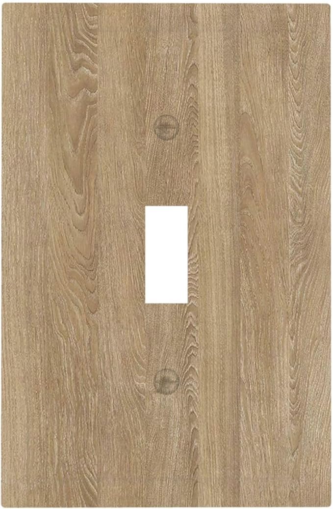 Decorative Light Switch Cover Plate Light Brown Wood Grain 1 Gang Single Toggle Wall Plate Electrical Outlet Covers Decorate Switch Plate Cover for Farmhouse Cabin Decor