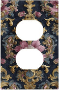 Decorative Outlet Covers Rococo Pink Floral Flower Gold Leaf 1 Gang Duplex Light Switch Cover Plate Unique Wall Plates for Electrical Outlets Switch Plate Covers for Bedroom Home Decor