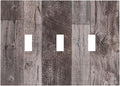 Decorative Switch Plates Rustic Dark Grey Wood Retro Country Wooden 3 Gang Wall Plate Triple Toggle Light Switch Cover Faceplate Electrical Wall Panels for Farmhouse Cabin Decor
