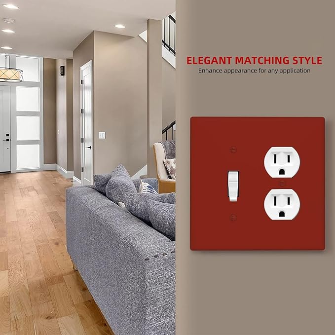 Brown 2 Gang Single Toggle/Duplex Combo Outlet Light Switch Cover, Combo 1-Toggle 1-Dimmer Decorator Wall Plate Electrical Faceplate