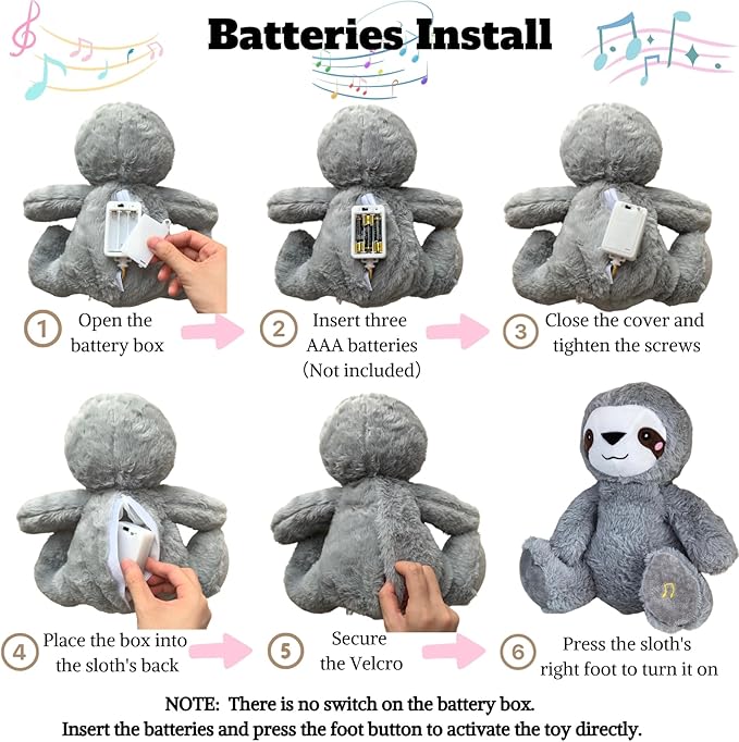 Anxiety Relief Koala, Breathing Teddy Anxiety Bear with Calming Music, Lights, Sleeping Otter Plush, Soothing Sloth for Adults & Kids, Stress Relief Stuffed Animal (3-Level Adjustable Volume)