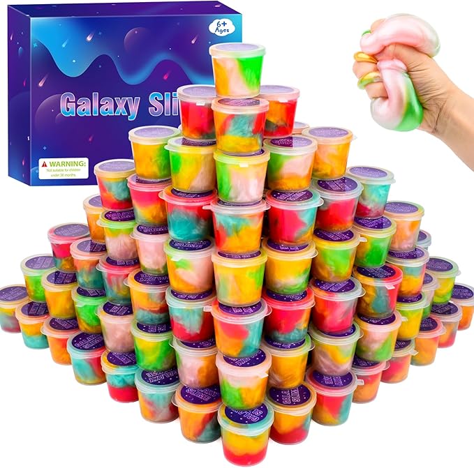 68 Pack Galaxy Slime Kit, Mini Bulk Easter Slime Party Favors, Valentines Day Birthday Gift, Goodie Bag Stuffers, Classroom Reward for Kids Girls Boys 8-12, Valentine Halloween Christmas Slime Toys