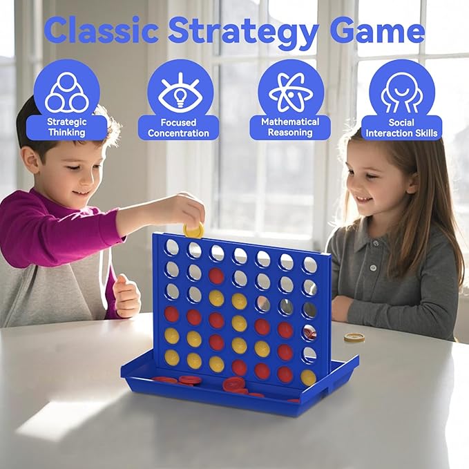 Pup Go Big Size 4 in a Row Game for Kids Ages 3 for Boys Girls Teens, Family Tabletop Games Indoor & Outdoor for Yard, Lawn, Camping, Party, Foldable Design with 6 Spare Discs
