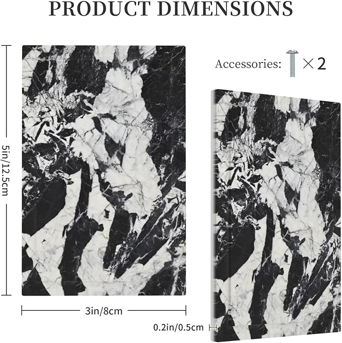 Black White Marble Abstract Luxury Light Switch Cover Plate 1 Gang No Device Blank Electrical Wall Plates Faceplate Decorative Switch Plate for Bathroom Kitchen Decor