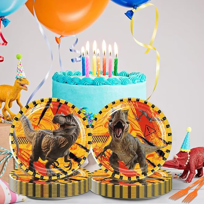 40pcs Dinosaur Birthday Party Decorations Plates and Napkins Dinosaur Party Supplies Favor Tableware Set for Boys Kids Baby Shower