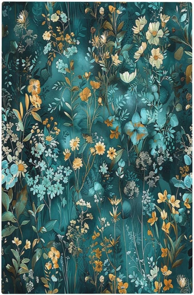 Light Switch Cover Plate Green Leaf Floral Boho Golden Flower Plant 1 Gang No Device Blank Electrical Wall Plates Faceplate Decorative Switch Plate For Bed Room Cabin Decor