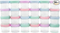 WeeSprout Baby Food Storage Glass Jars w/Lids (4 oz, 24 Pack) Pastel Variety, Snack, Reusable Small Containers, Fridge or Freezer, Microwave & Dishwasher Safe, Essentials for Infants