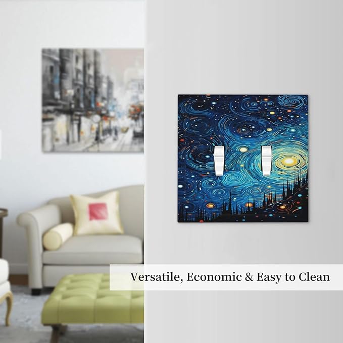 Decorative Switch Plate Covers Abstract Starry Night Style 2 Gang Double Toggle Light Switch Cover Plate Electrical Wall Plate Outlet Cover Outlet Light Switch Cover for Home living Room Decor