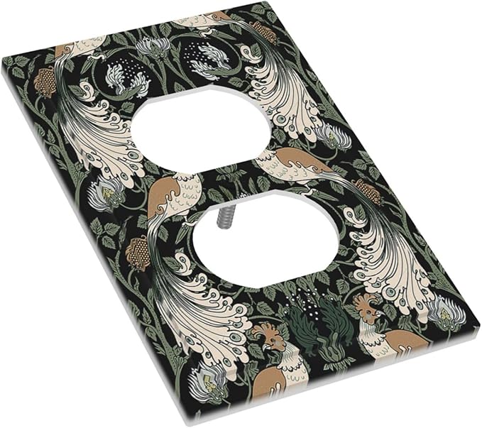Outlet Covers William Morris Vintage Floral Plants And Birds 1 Gang Duplex Light Switch Cover Electrical Receptacle Faceplate Wall Plate Decorative Switch Plates for Bedroom Home Decor
