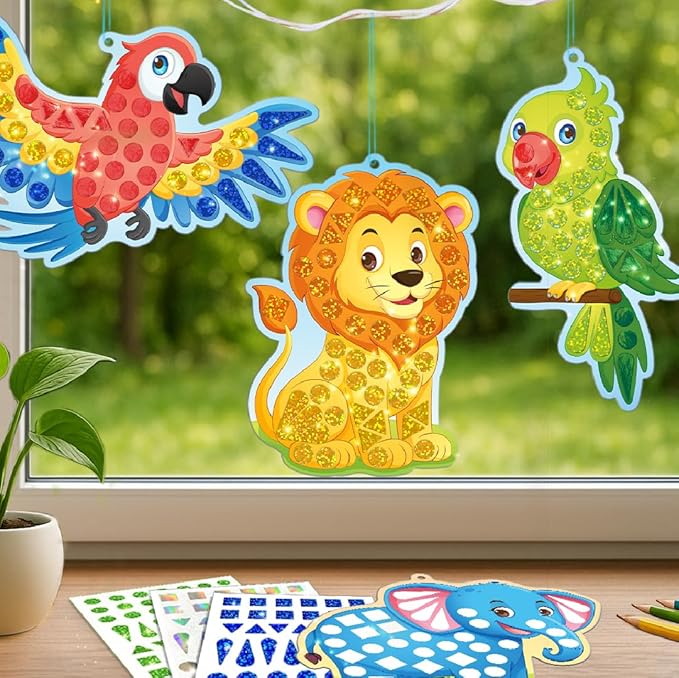 Imagimake Mirror Mosaic Animals & Birds Kids Art Set | DIY Craft Kits | Foil Art Stickers for Girls | Activities for Kids Ages 3-5 | Gifts for Kids 3,4,5,6,7 Year Old | 3 Year Old Boy Gift