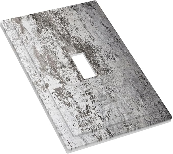 Light Switch Cover Plate Gray White Speckled Weathered Concrete Wall 1 Gang Wall Plate Cover Single Toggle Outlet Covers Decorative Switch Plate Covers Electrical Faceplate for Bedroom Home