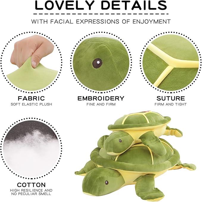 Dalmao 20 Inch Green Sea Turtle Stuffed Animals Soft Plush Toys Body Pillows Ocean Turtle Plushies, Gifts for Boys, Girls, Girlfriend, Birthday, Halloween, Christmas