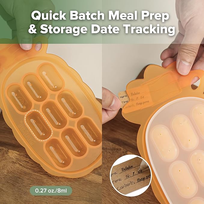 Haakaa Silicone Nibble Freezer Tray -Breastmilk Popsicle Mold - Baby Fruit Food Feeder Tray - Baby Food Maker - Ice Cube Tray - 4 Months+ Babies - BPA Free -Apricot