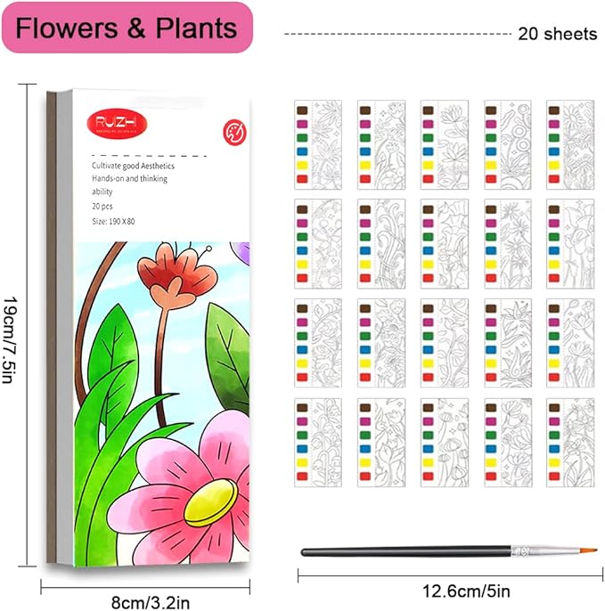 JUNQIU Watercolor Coloring Books for Kids Ages 4-8, Pocket Watercolor Painting Book for Toddlers, Easter Basket Stuffers For Girls Boys, Stocking Stuffers For Kids