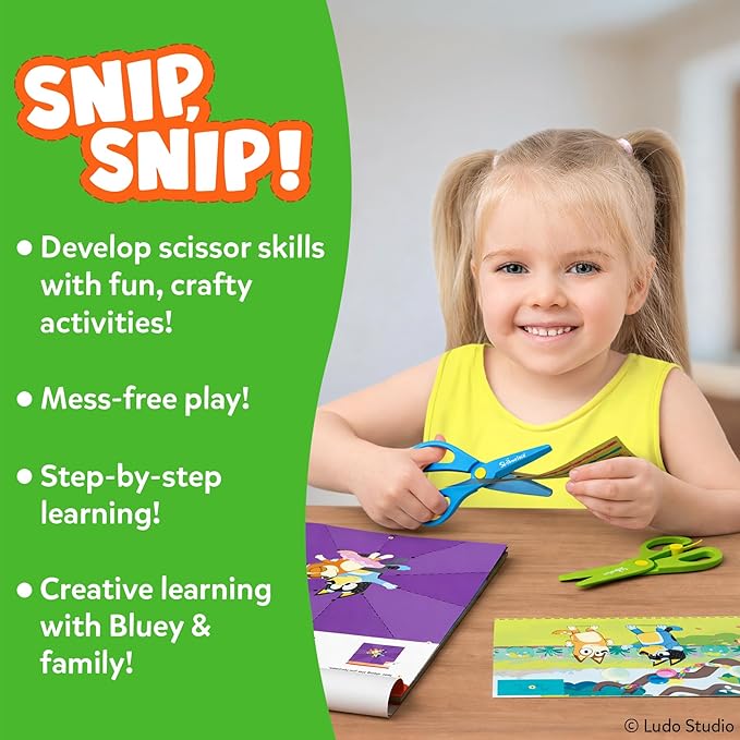 Skillmatics Scissor Skills Activity Book - Snip Snip Bluey, Preschool Cutting & Creative Activities, Felt Craft Kit, Fine Motor Skills Toys, Gifts for Boys & Girls Ages 3, 4, 5, 6, 7