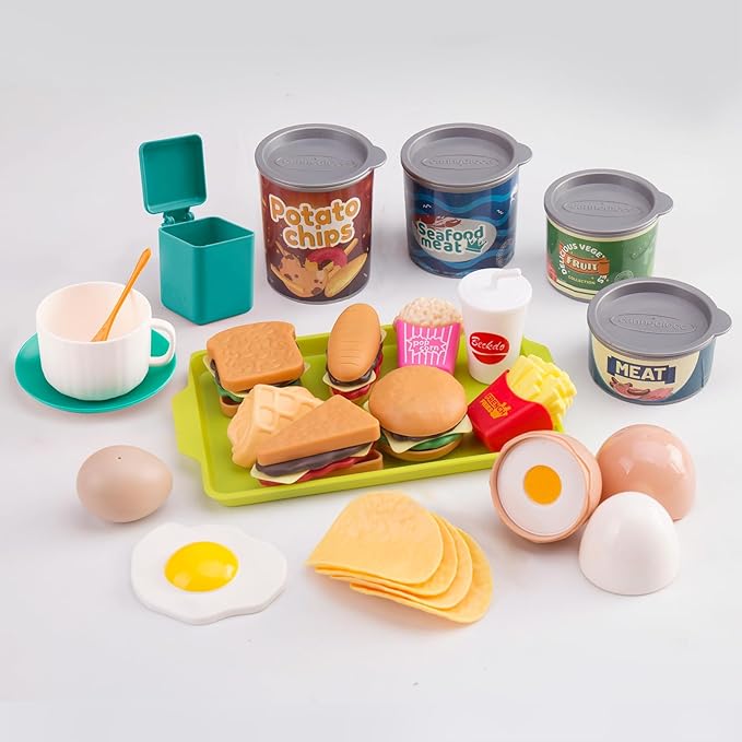 200Pcs Mini Play Kitchen Accessories for Kids, Pretend Cooking Playset with Cookware, Tableware & 2 Fruit Sets, Learning Gift for Girls, Boys, Toddlers, Green