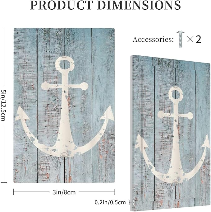 Anchor Rustic Sailing Nautical Wooden Planks Marine Light Switch Cover Plate 1 Gang No Device Blank Electrical Wall Plates Faceplate Decorative Switch Plate Covers for Bathroom Farmhouse Decor