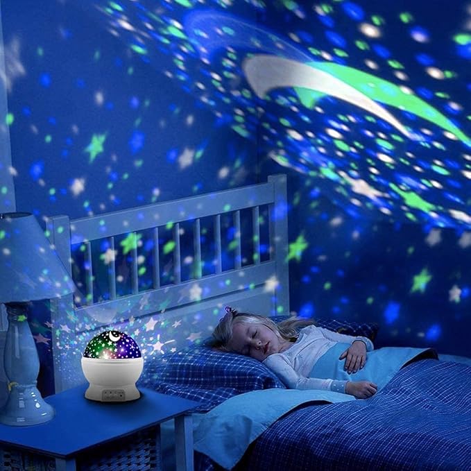 MOKOQI Star Projector Night Lights for Kids, Birthday Gifts for 3 4 5 Year Old Girls and Boys, Projection Lamp for Kids Bedroom Ceiling, Stars and Moon for Child Asleep Peacefully (White)