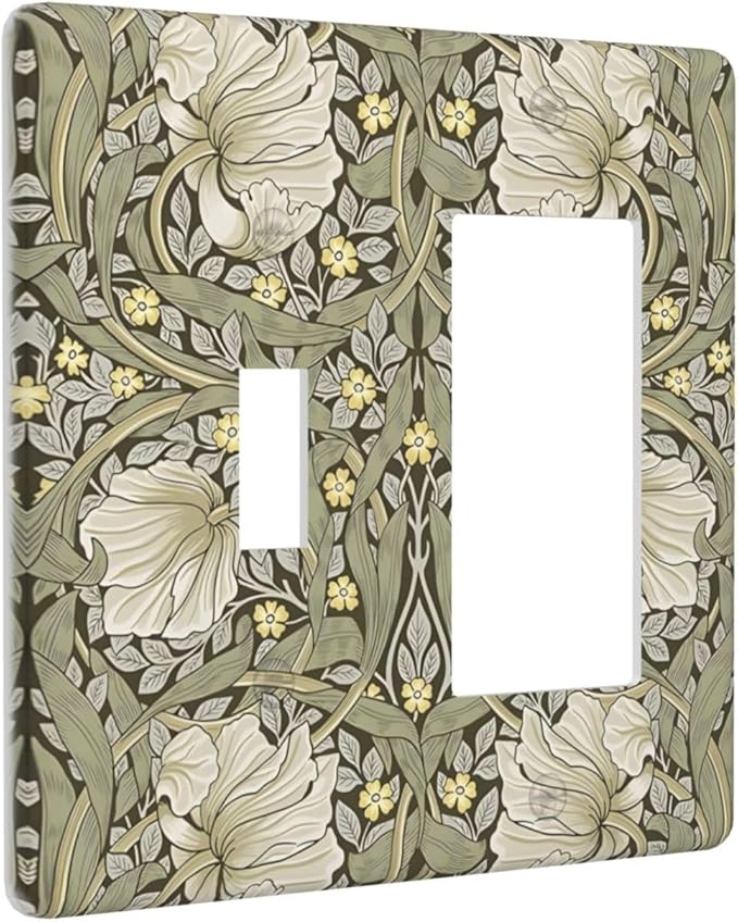 William Morris Pimpernel Flowers Plant Floral Outlet Covers 1 Toggle 1 Rocker Combination Decorative Wall Plate Electrical Switch Plates Light Switch Cover Plate for Farmhouse Living Room Decor